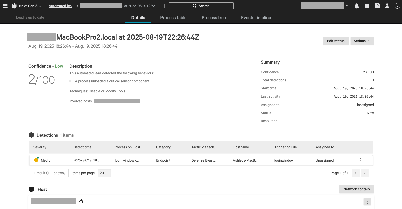 An automated lead with one nested detection
