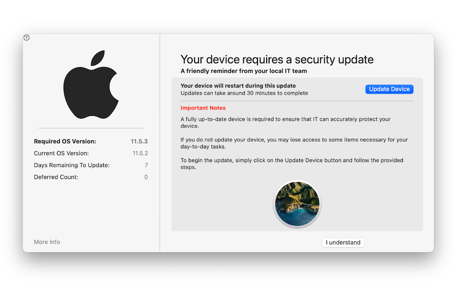 macOS nudge capability