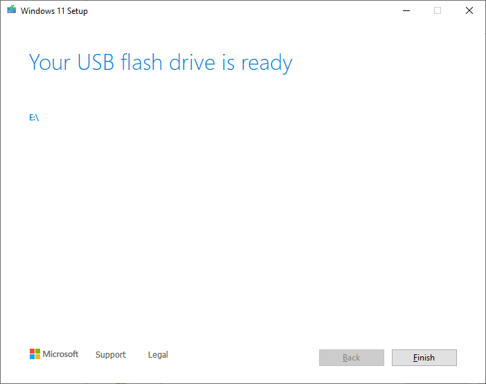 The USB drive is now ready for use reinstalling the OS on the malfunctioning machine